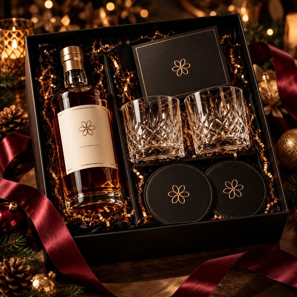 Kit Executive Reserve: whisky, dos vasos y posavasos